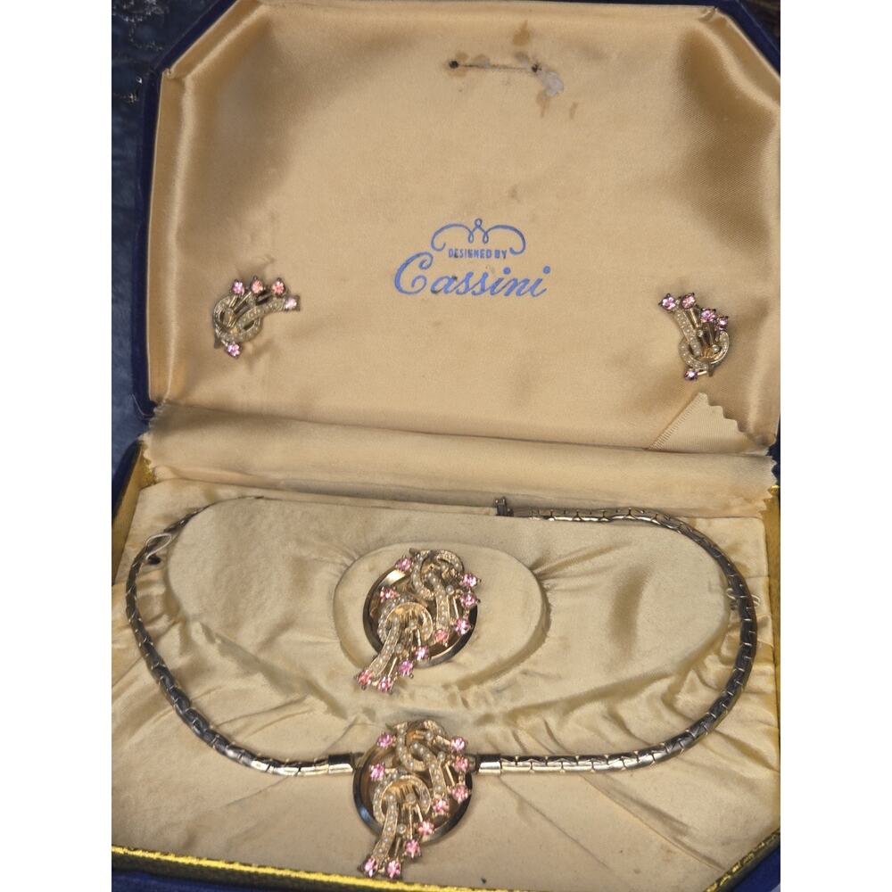 Cassini 24k plated Ribbon Sprays Set In Original Box Vintage-1950s